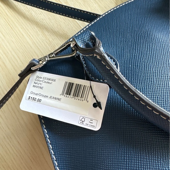 GUESS Navy Denim Look Shoulder Bag | Faux Leather Style Purse NWT - Picture 9 of 12